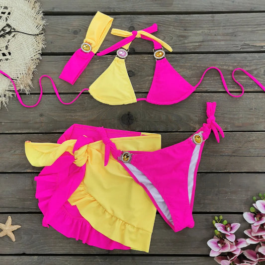 Brazilian Rhinestone Diamond Bikini – Sexy Jewelled Two-Piece Swimsuit for Women